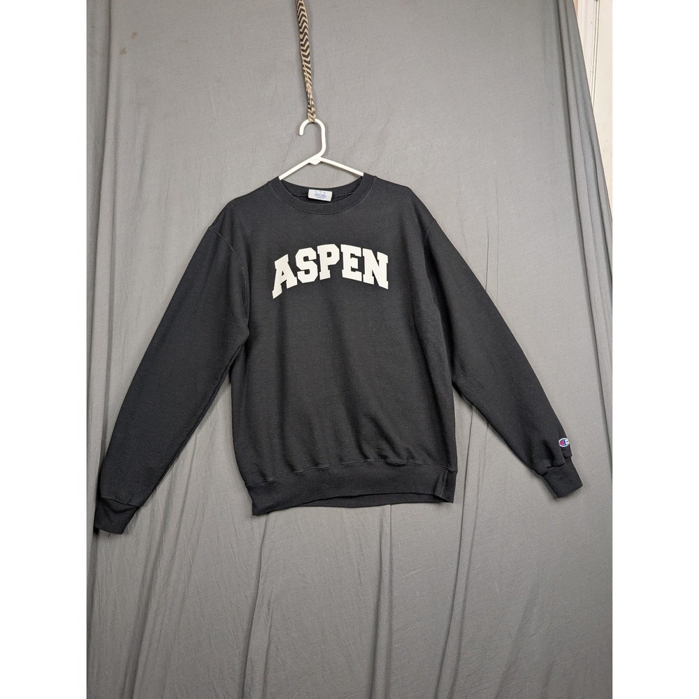Champion Pullover Sweatshirt Black "ASPEN" Size Medium Men's